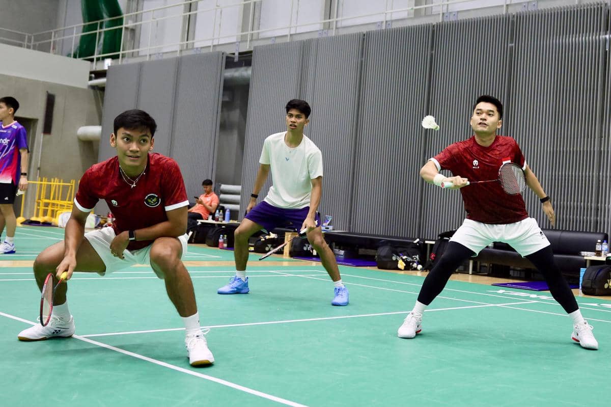 Muhammad Shohibul Fikri dan Leo Rolly Carnando dalam sesi latihan jelang Asian Games 2026 (dok.PP PBSI)