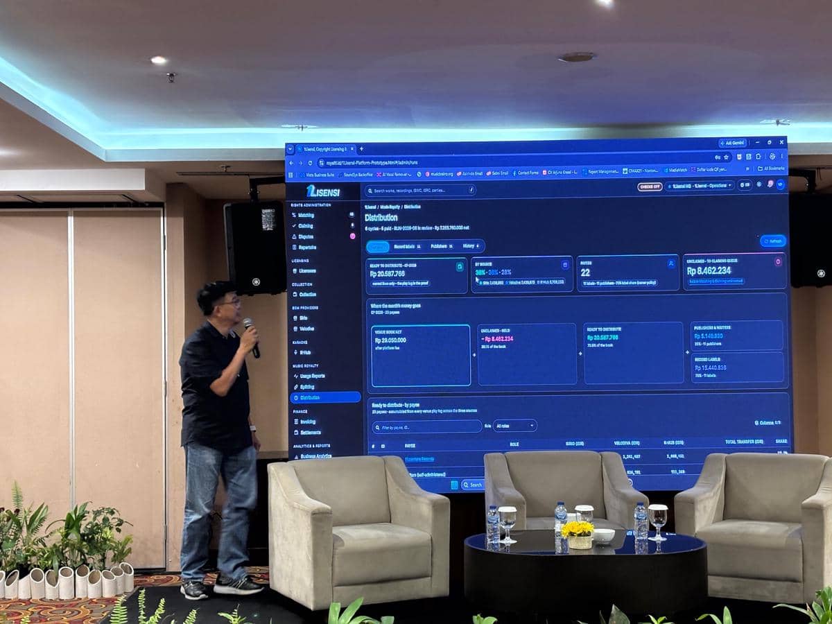 Jumpa pers Seminar Nasional 1LISENSI bertajuk Kepastian Hukum Penyediaan Konten Musik untuk Sektor Bisnis yang digelar di The Alana Yogyakarta, Jumat (18/9/2026). (IDN Times/Herlambang Jati Kusumo)