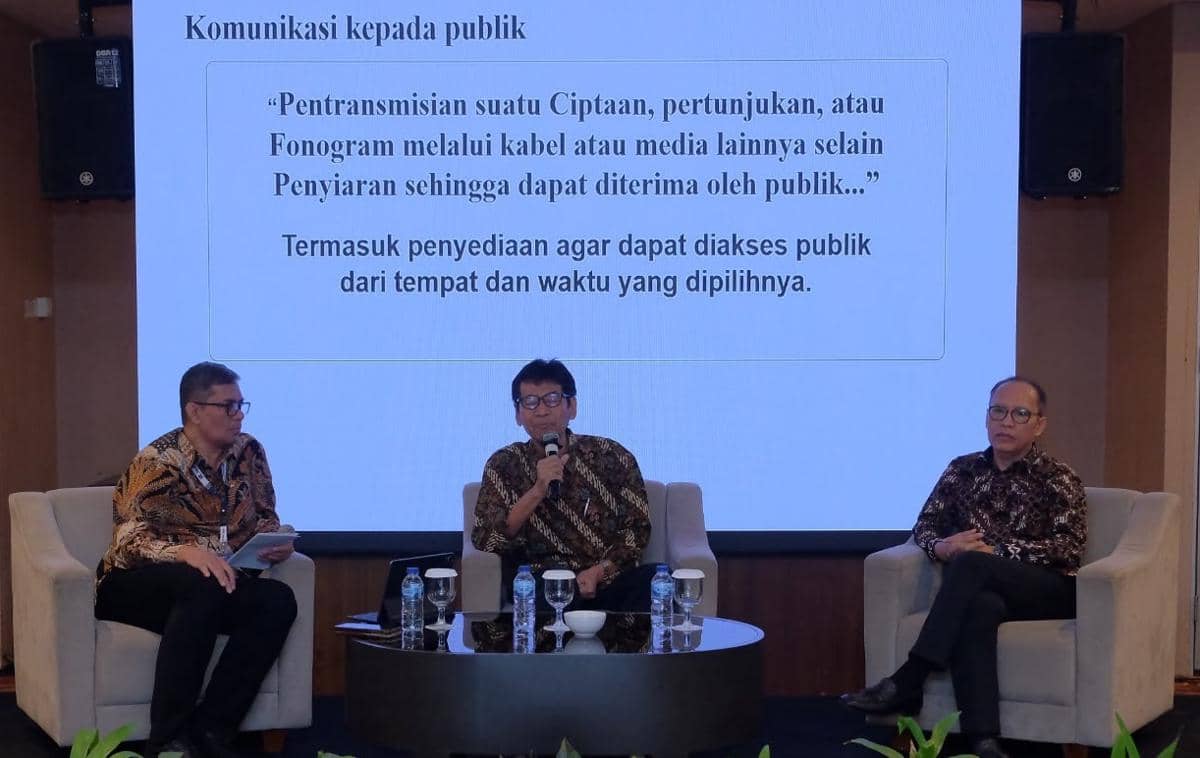 Seminar Nasional 1LISENSI bertajuk Kepastian Hukum Penyediaan Konten Musik untuk Sektor Bisnis yang digelar di The Alana Yogyakarta, Jumat (18/9/2026). (IDN Times/Herlambang Jati Kusumo)