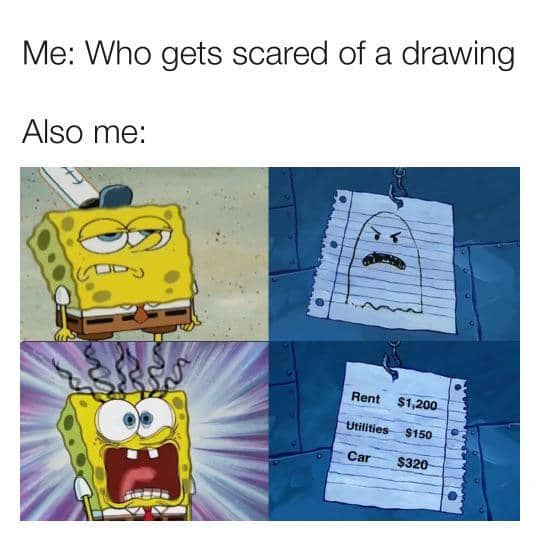 meme SpongeBob tentang tagihan