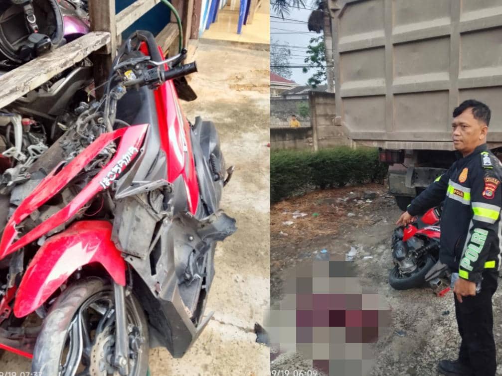 Pemotor Tewas Tabrak Truk Tronton sedang Antre Isi BBM di Natar