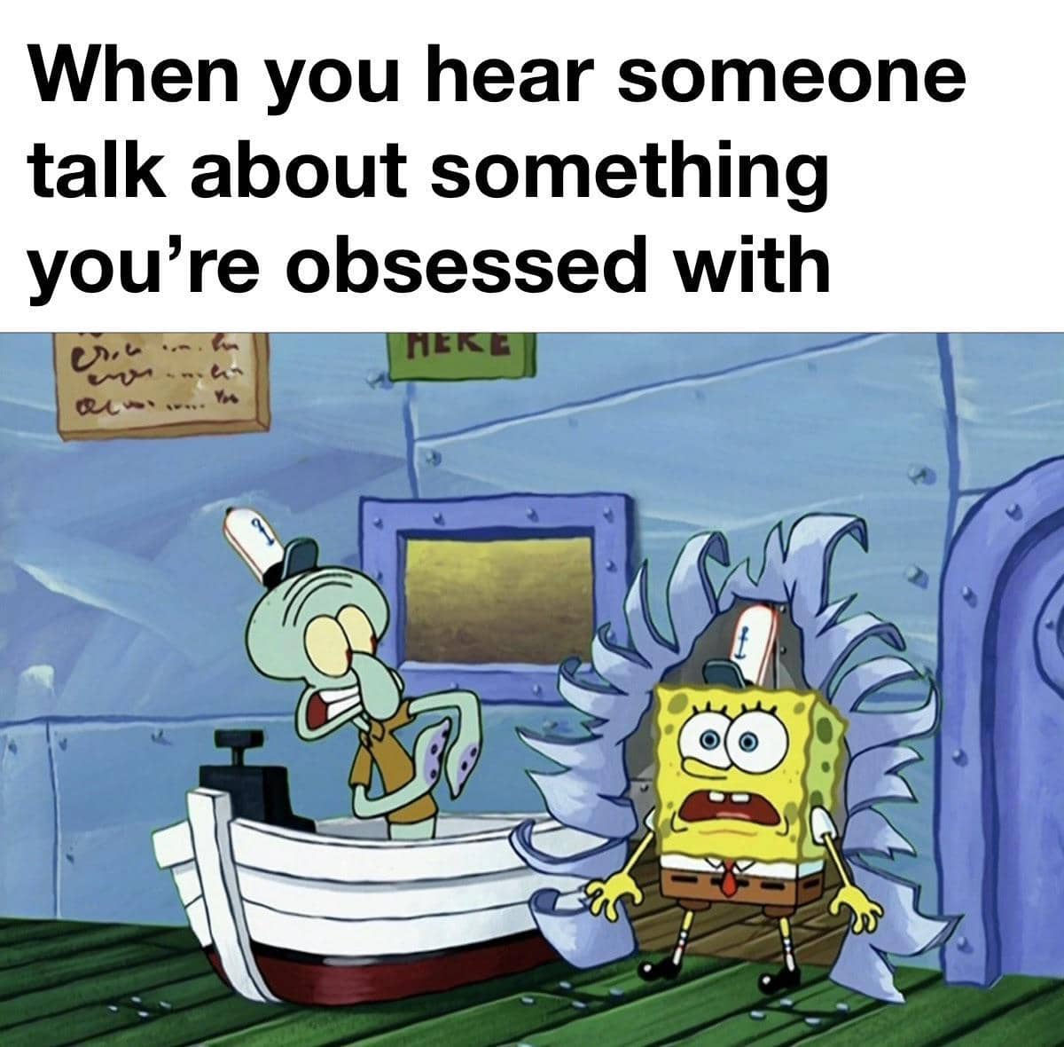meme SpongeBob tentang obsesi