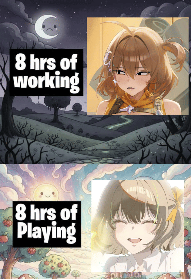 Meme bergaya anime yang menggambarkan suasana hati atau mood dalam unggahan pengguna Reddit dengan nuansa humor.