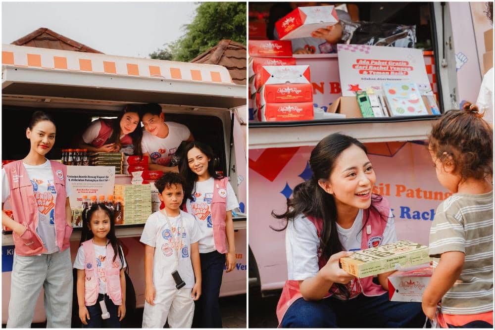Rachel Vennya ajak Sahabat dan Anak Berbagi Sembako di Kebagusan