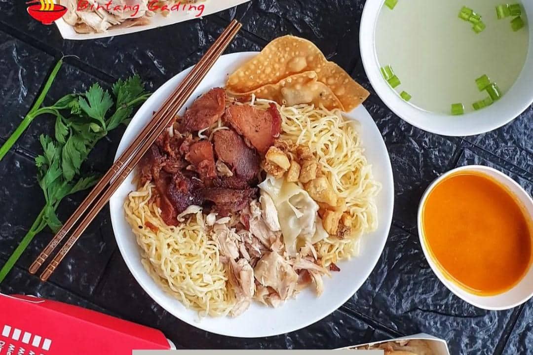 pangsit mie halus ala Bakmi Bintang Gading