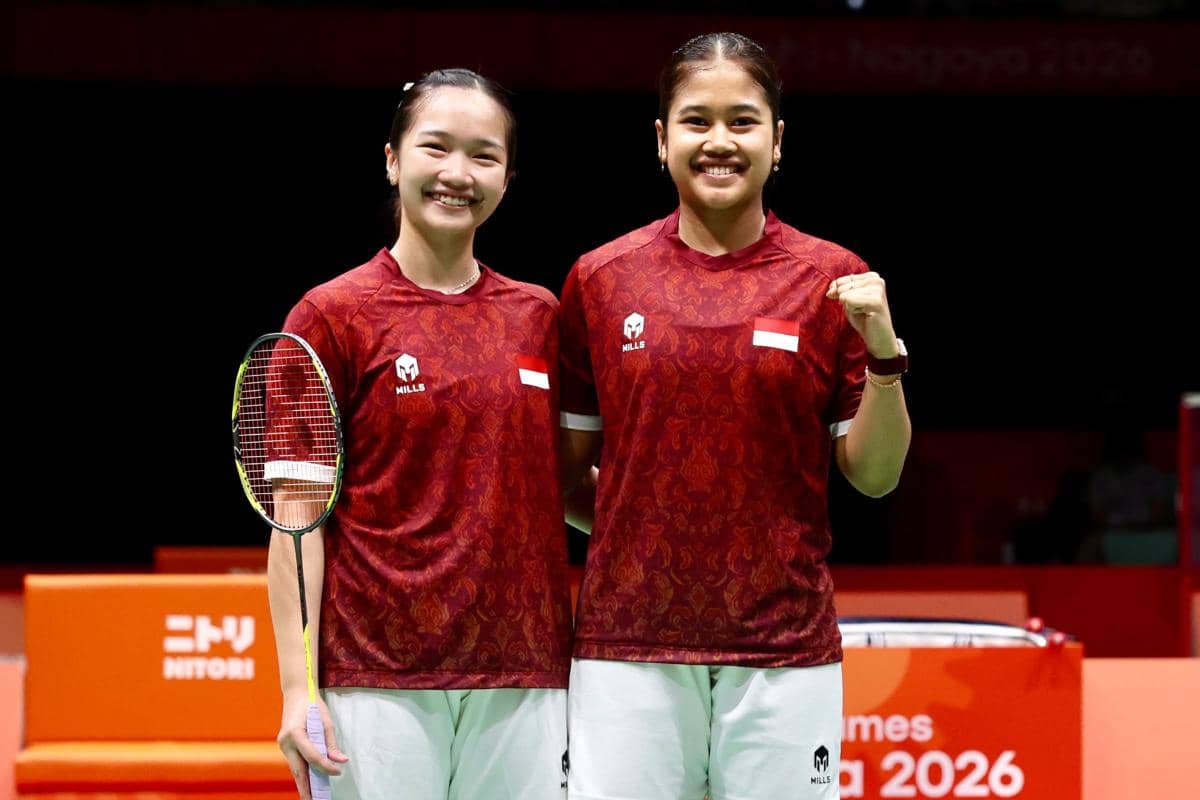 Rachel Allessya Rose/Febi Setianingrum menjalani partai kedua nomor beregu putri Asian Games 2026 (dok.PP PBSI)