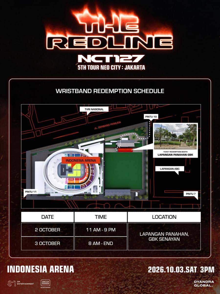 Poster jadwal penukaran tiket konser NCT 127 di Jakarta yang diunggah Dyandra Global melalui Instagram.