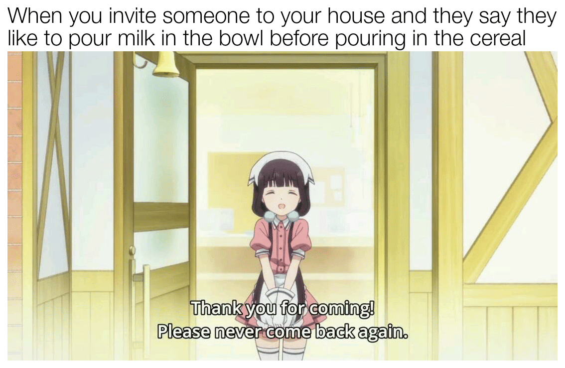 8 Meme Anime tentang Sereal, Pakai Susu biar Lebih Enak?