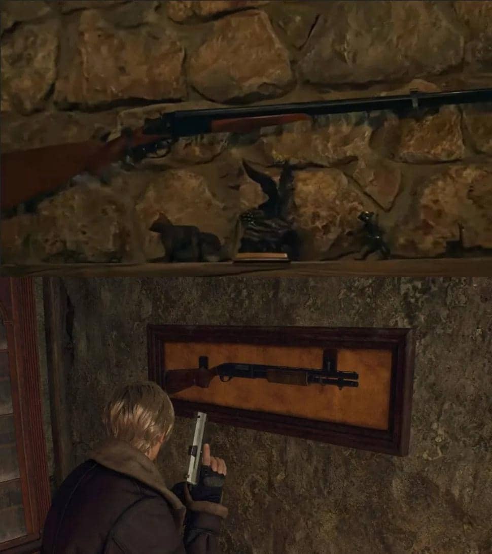 Perbandingan shotgun dalam film Resident Evil produksi Sony Pictures dan game Resident Evil dari Capcom.