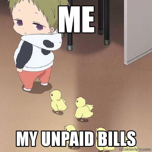 meme anime tentang tagihan