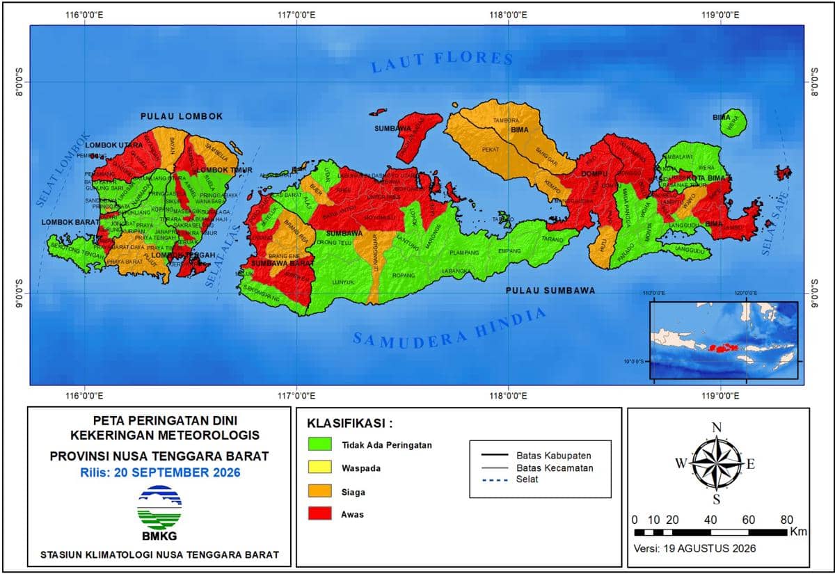 BMKG Ungkap 38 Kecamatan di NTB Level Awas Kekeringan, Ini Daftarnya!