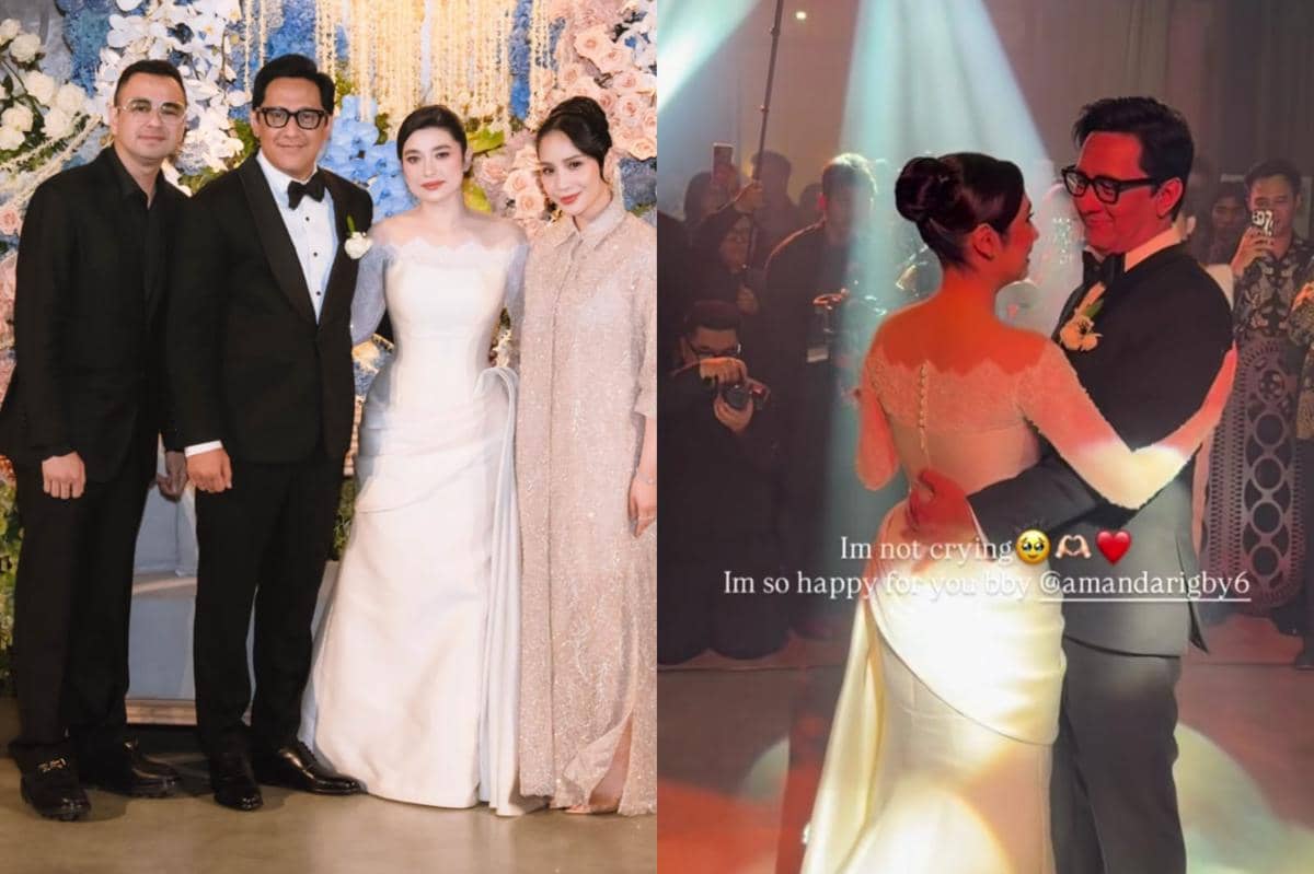 Gaya Busana Resepsi Amanda Rigby, Anggun dalam Gaun Putih Minimalis
