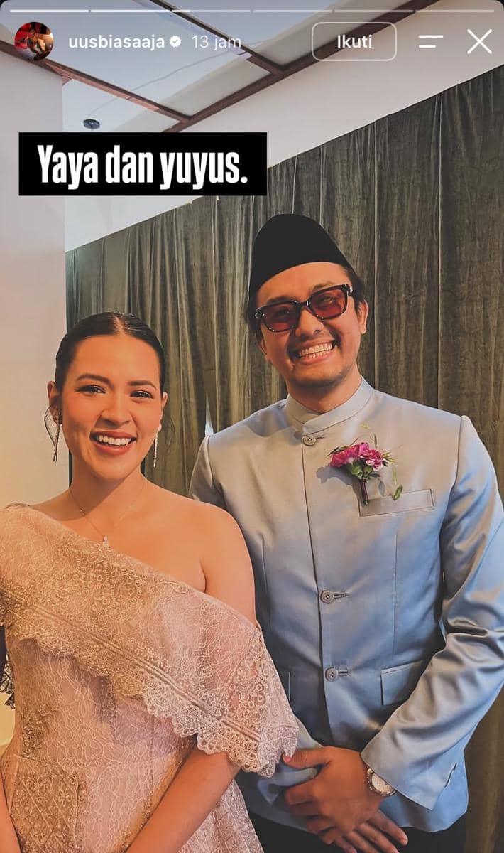 Potret Raisa dan Uus dalam unggahan Instagram @uusbiasaaja, memperlihatkan keduanya berpose bersama.