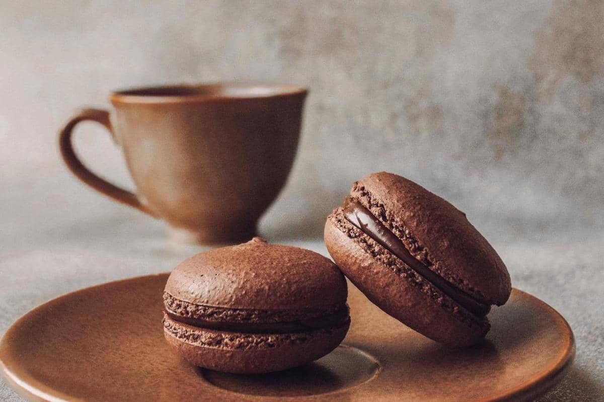 ilustrasi coffee macarons shell