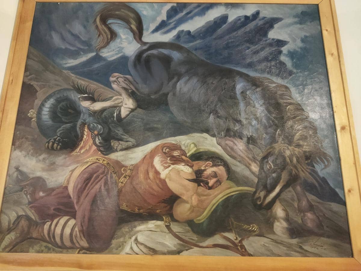 Pemandangan lukisan di dalam Makam Ferdowsi.