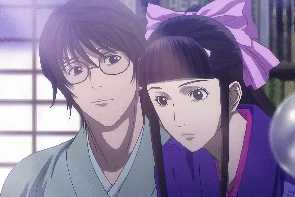 Karakter Yozo Oba dalam salah satu adegan anime Aoi Bungaku Series