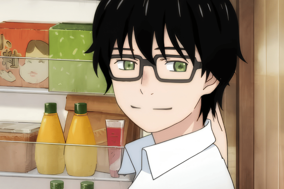Karakter Rei Kiriyama dalam salah satu adegan anime March Comes in Like a Lion
