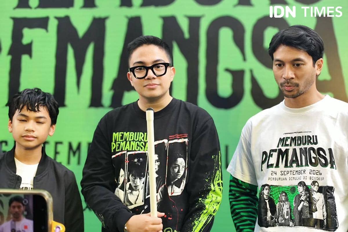 Umay Shahab usai konferensi pers film "Memburu Pemangsa" di XXI Epicentrum, Jakarta, pada Senin, 21 September 2026.