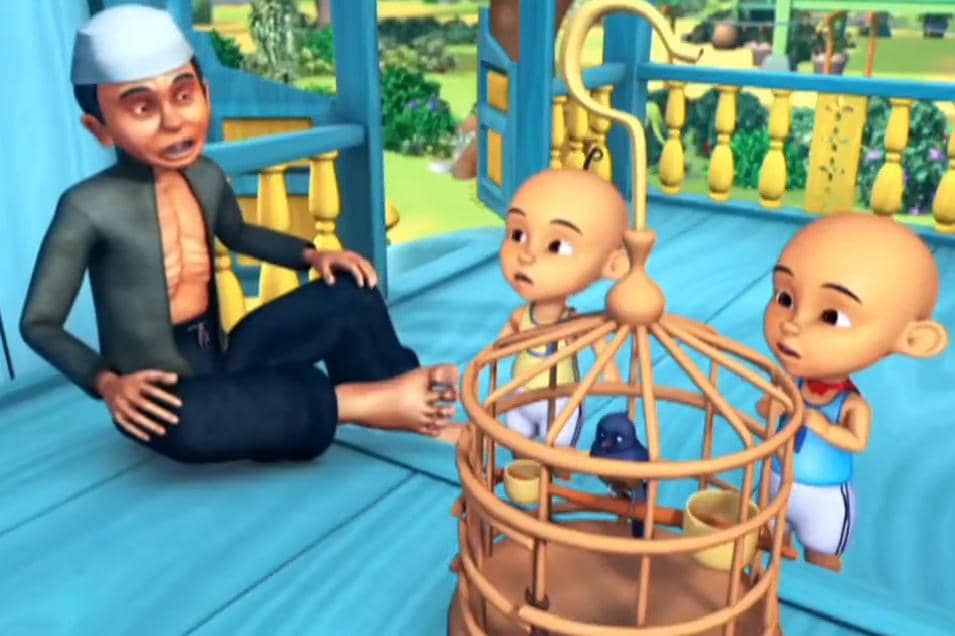 Tok Dalang mengajari Upin & Ipin untuk tidak mengurung burung dalam sangkar dan membiarkan hewan kecil ini terbang bebas