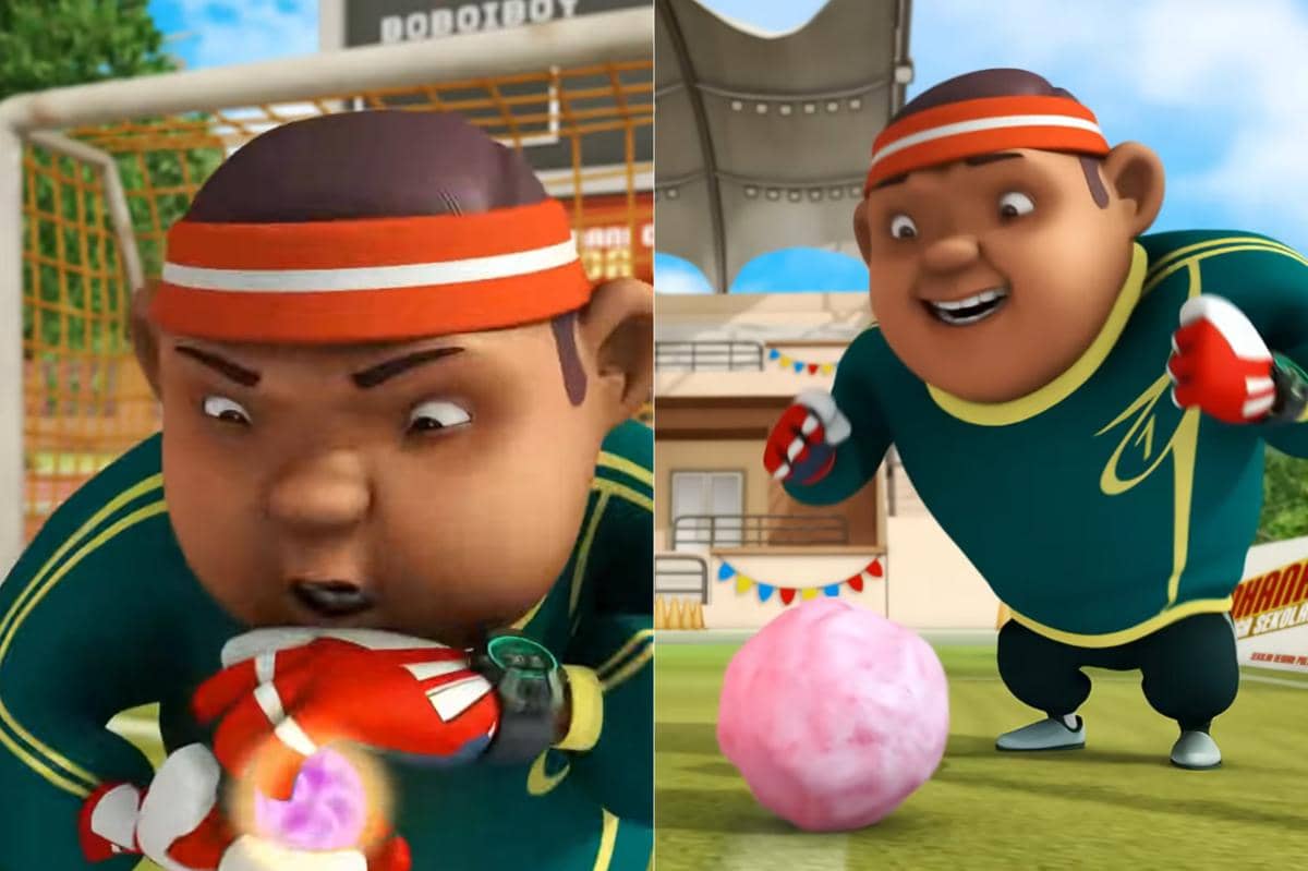 Gopal berhasil mengubah bola tendangan Adu Du jadi gumpalan cotton candy