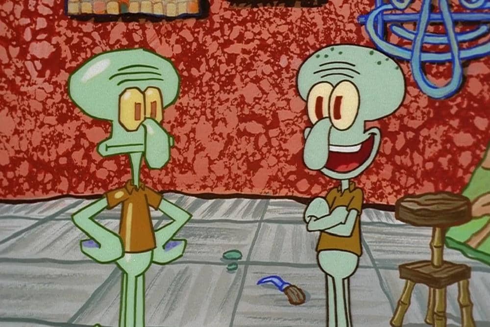 patung lilin buatan Squidward yang berbentuk potret dirinya