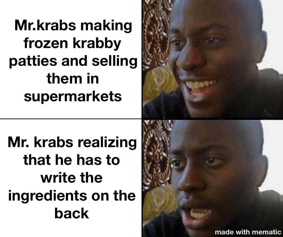 meme SpongeBob tentang resep rahasia Krabby Patty