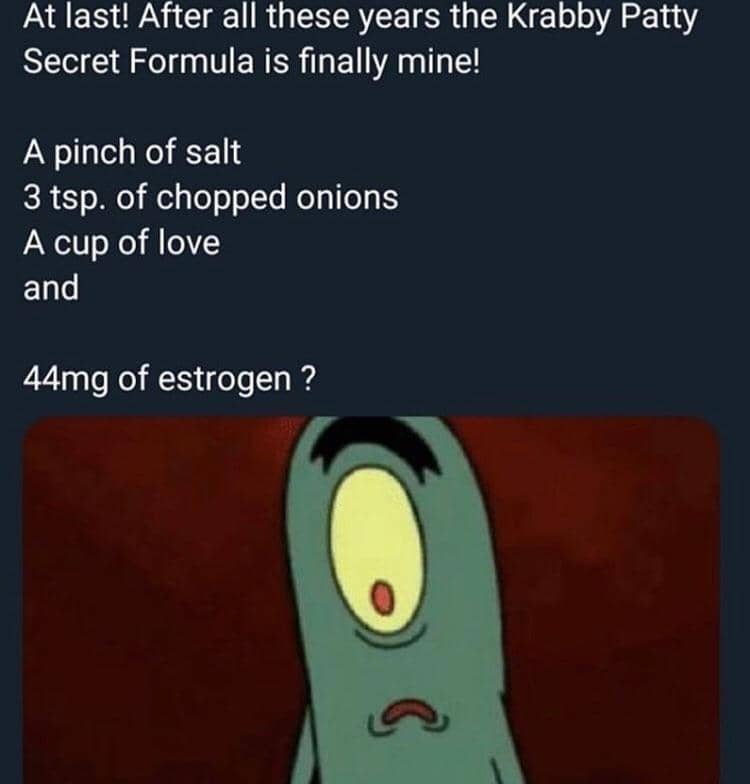 meme SpongeBob tentang resep rahasia Krabby Patty
