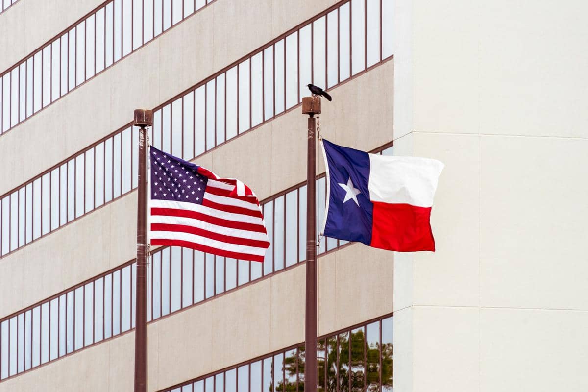 bendera Amerika Serikat dan Texas
