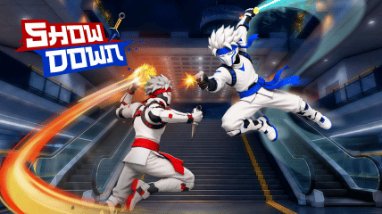 Materi visual dari studio SuperGaming untuk Showdown, berdasarkan keterangan dokumen yang menyertai gambar.