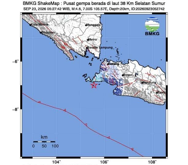 Gempa M4,6 Guncang Selatan Sumur Pandeglang
