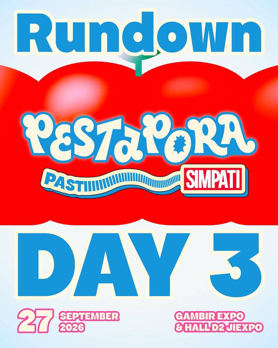 Rundown Pestapora 2026 yang diunggah melalui akun Instagram resmi Pestapora berisi jadwal acara festival.