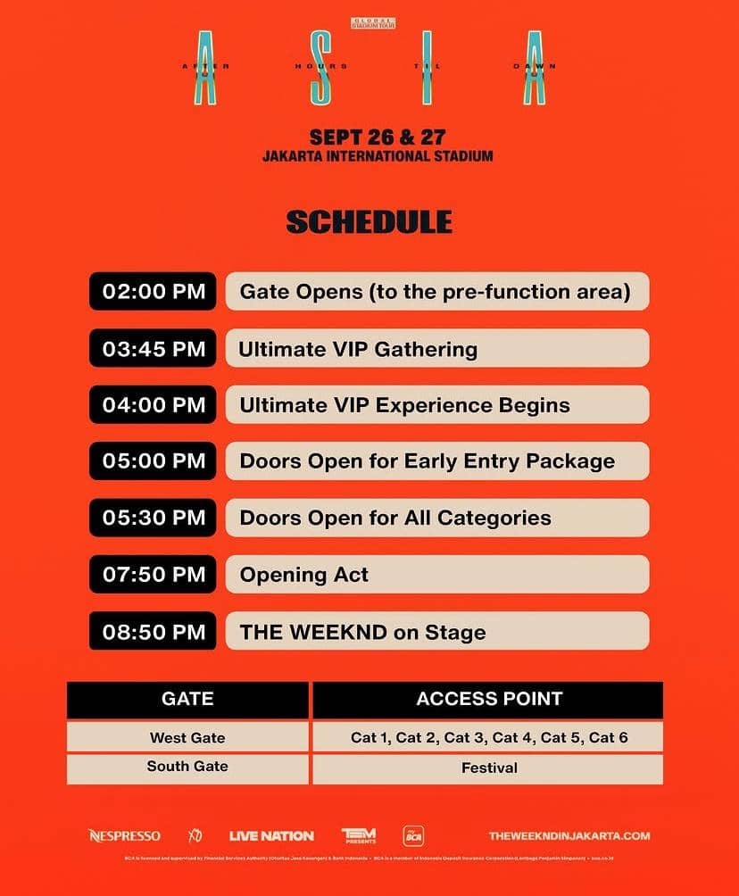 Suasana konser The Weeknd dalam rangka After Hours Til Dawn Tour di Jakarta International Stadium, Jakarta.