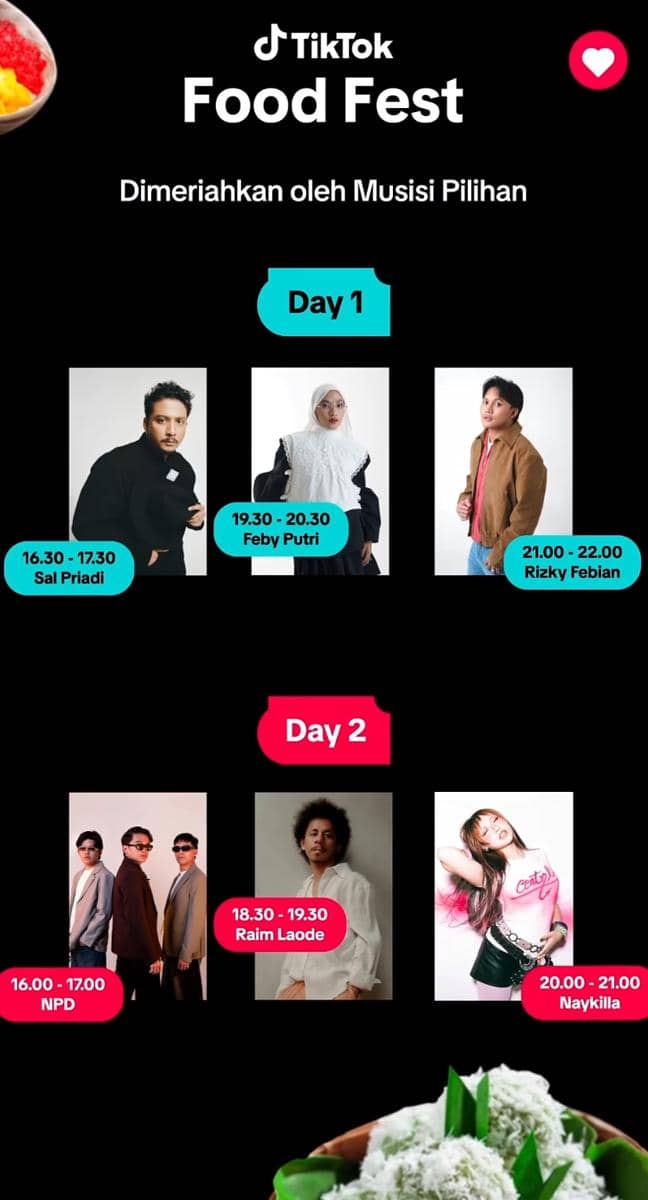 Tampilan unggahan TikTok Food Fest 2026 dari akun Instagram TikTok Official Indonesia terkait acara kuliner.