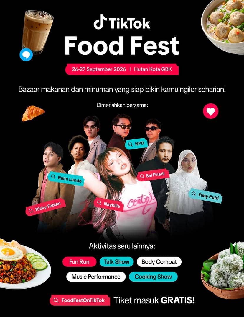 Materi promosi acara TikTok Food Fest 2026 yang diunggah melalui akun Instagram resmi TikTok Indonesia.