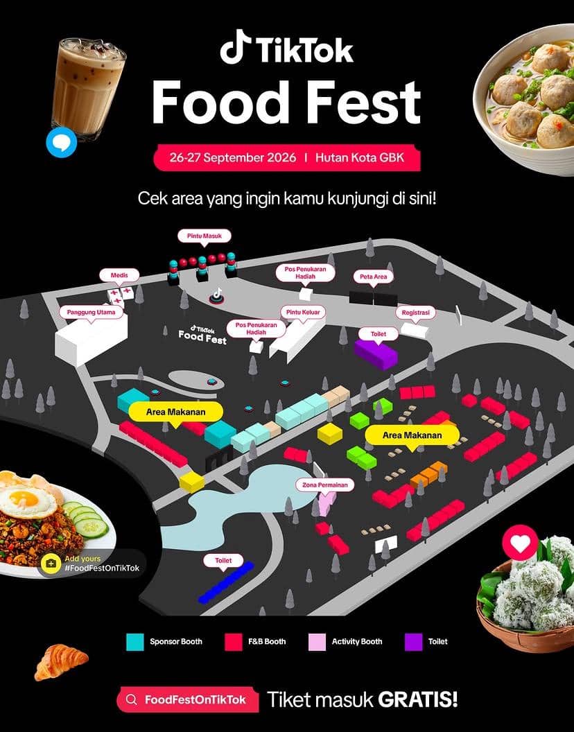 Materi visual promosi TikTok Food Fest 2026 yang diunggah melalui akun Instagram resmi TikTok Indonesia.