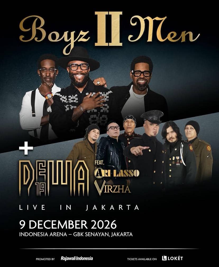 Panggung konser Boyz II Men dan Dewa19 Live in Jakarta dalam acara yang dipromosikan Rajawali Indonesia.