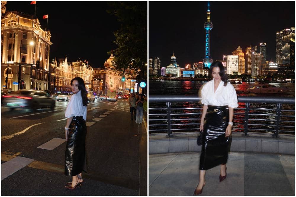 Ririn Ekawati Jalan-jalan Malam di Shanghai, Menikmati Gemerlap Kota!