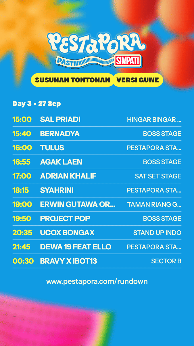 tampilan rundown resmi Pestapora 2026