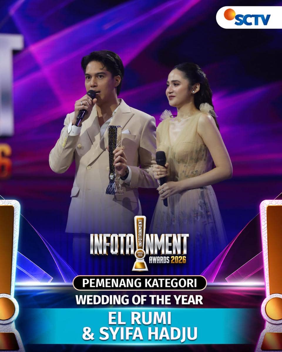 El Rumi dan Syifa Hadju menghadiri Infotainment Awards 2026, sebagaimana diunggah melalui akun Instagram SCTV.