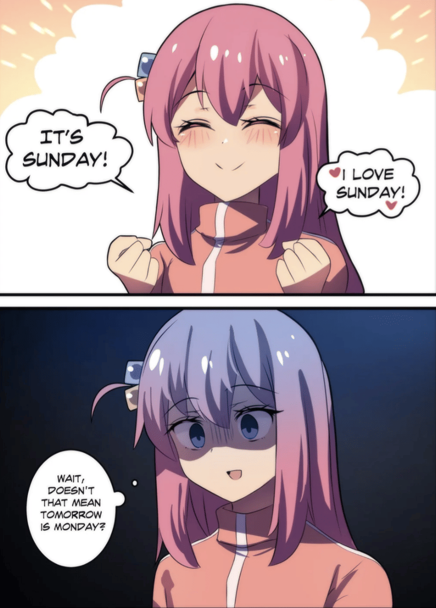 meme anime tentang Minggu