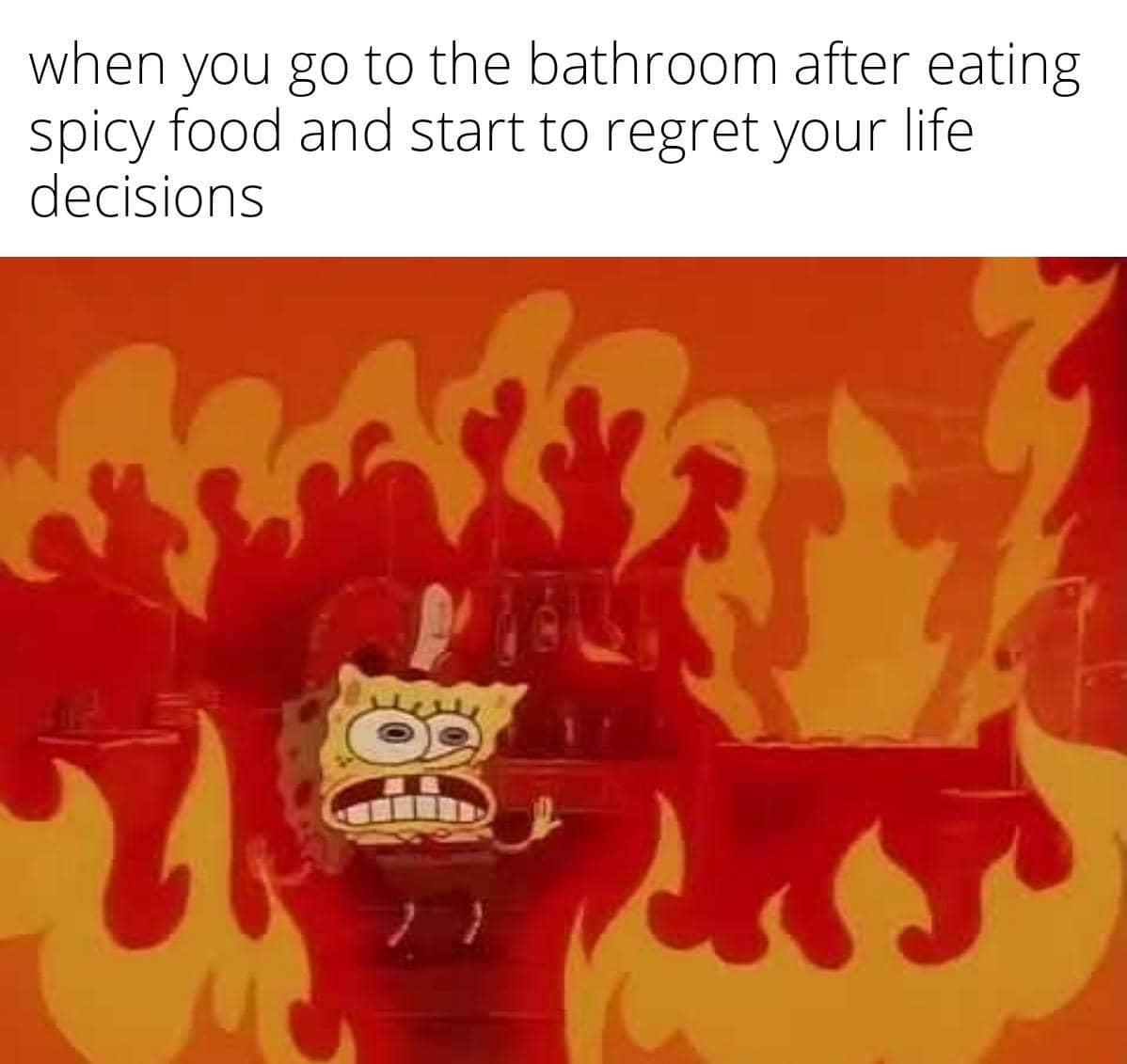 Meme SpongeBob dari Bikini Bottom Twitter membahas rasa bersalah melalui ekspresi karakter dan teks humor.