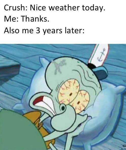 Meme SpongeBob bertema rasa bersalah dengan cuplikan karakter animasi yang menekankan suasana emosional.