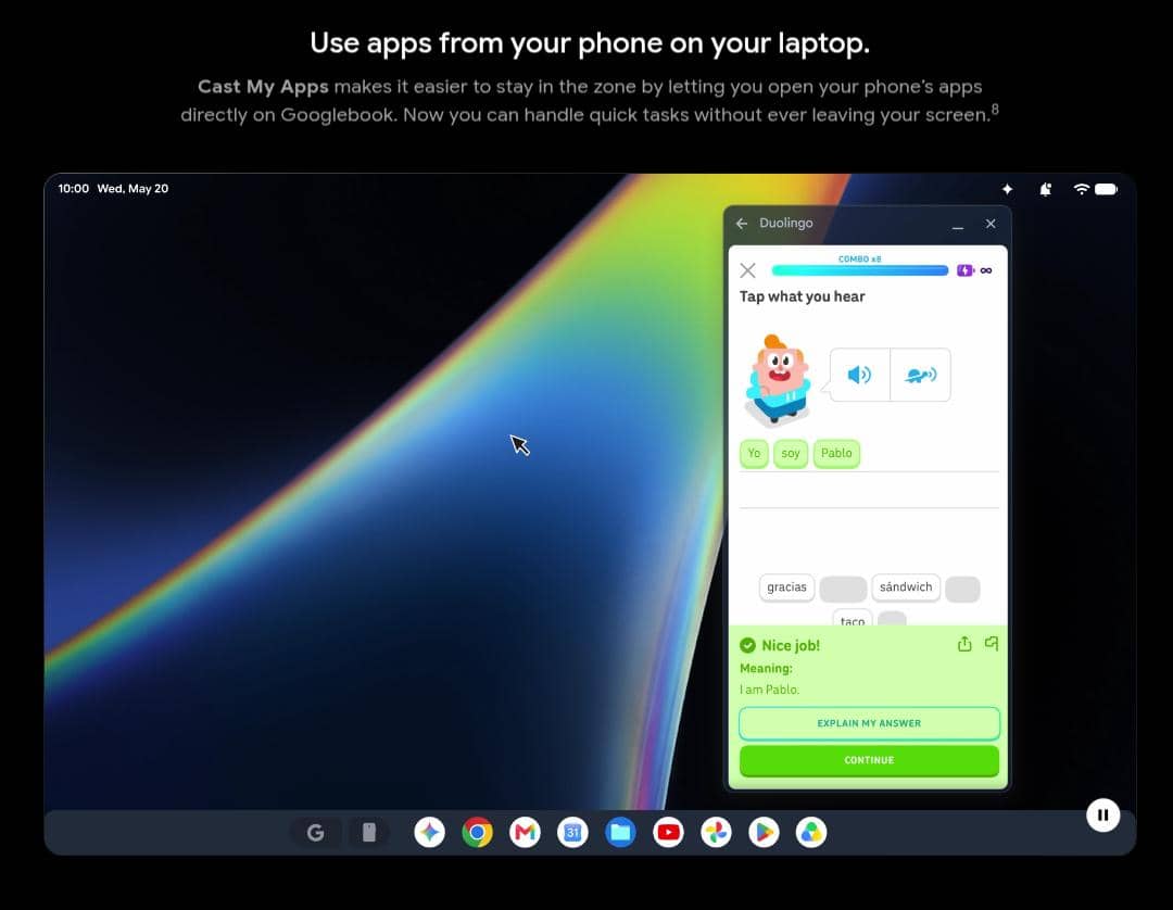 tampilan fitur Googlebook
