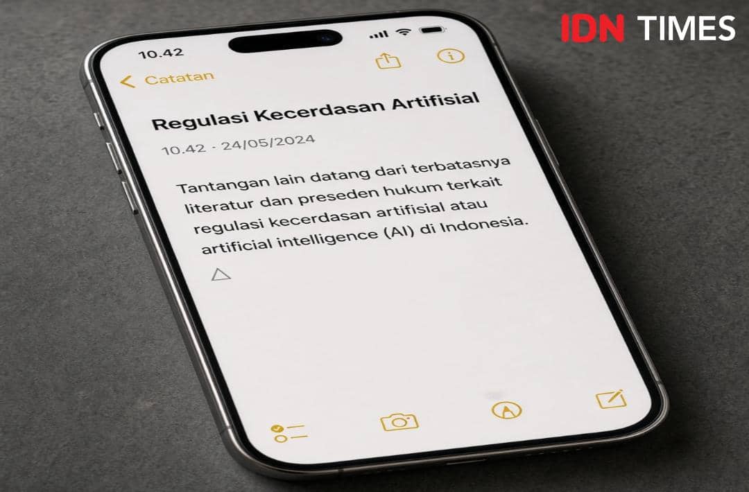 Ilustrasi tentang terbatasnya literatur dan preseden hukum dalam regulasi kecerdasan artifisial di Indonesia.