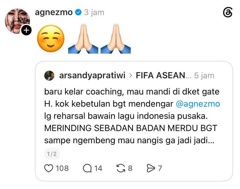 Unggahan di Threads oleh akun @arsandyapratiwi dengan gambar yang dibagikan pada postingan tersebut secara daring.