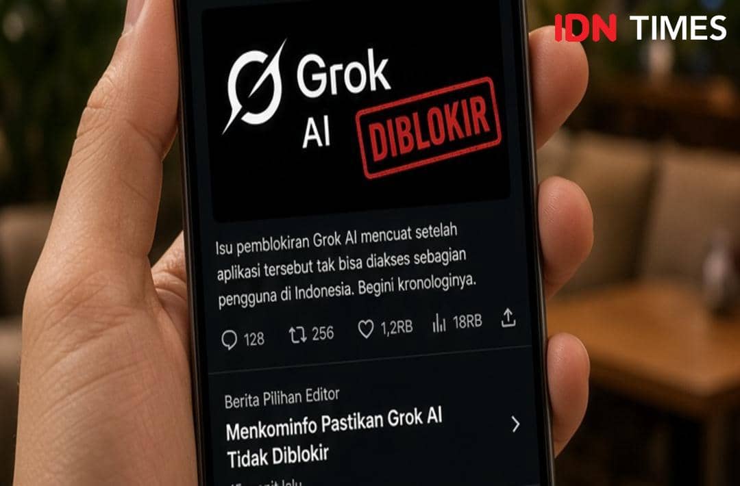 Ilustrasi Grok AI sebagai isu pemblokiran di Indonesia yang dikaji mahasiswa hukum dari perspektif privasi digital.