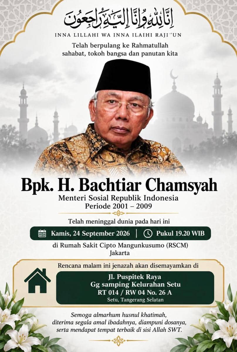Mantan Mensos Bachtiar Chamsyah Meninggal Dunia di RSCM Jakarta