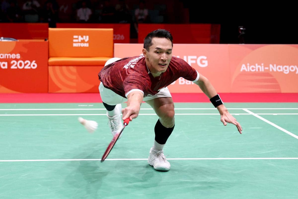 Jonatan Christie di final beregu putra Asian Games 2026 Aichi-Nagoya.