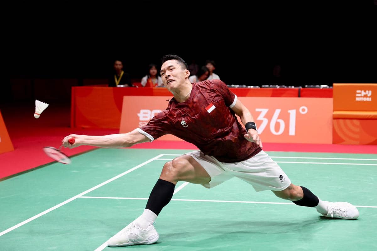 Jonatan Christie di final beregu putra Asian Games 2026 Aichi-Nagoya.