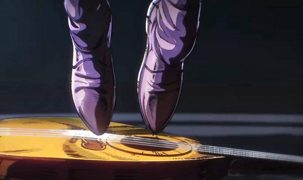 Kedua kaki Funny Valentine tampak pada cuplikan Steel Ball Run, adaptasi Netflix, dalam penampakan karakter tersebut.